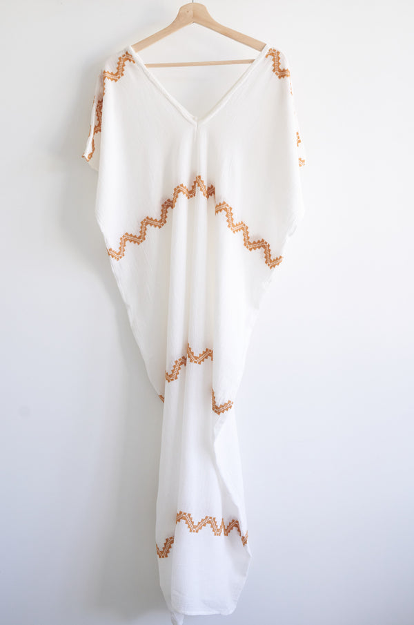 JM + San Vicente Embroidered Long Sheer Tunic (Copper or White- Snake Embroidery)