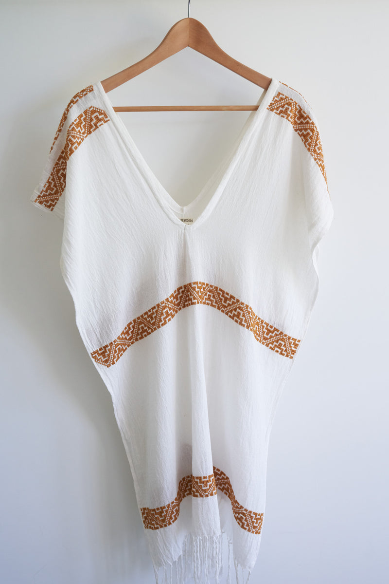 JM + San Vicente Summer Poncho Cover-Up (Color Terra-Cotta Embroidery)