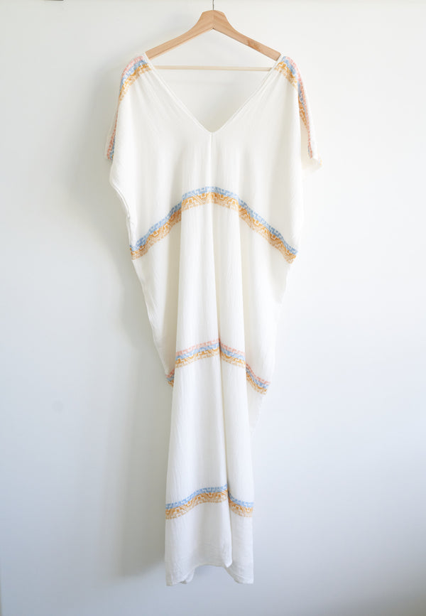 JM + San Vicente Embroidered Lined Opaque Caftan (Sunrise)